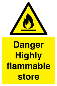 Danger Highly flammable store sign